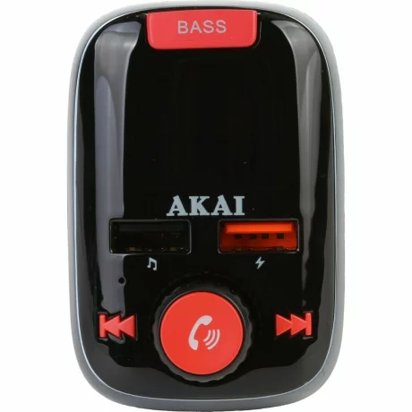 MODULATOR FM AKAI, Bluetooth 5.0, quick charge QC3.0, format MP3 | WMA, USB x 2, SD, montare la priza auto, &quot;FMT-74BT&quot;