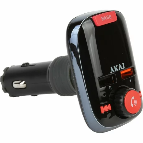 MODULATOR FM AKAI, Bluetooth 5.0, quick charge QC3.0, format MP3 | WMA, USB x 2, SD, montare la priza auto, &quot;FMT-74BT&quot;