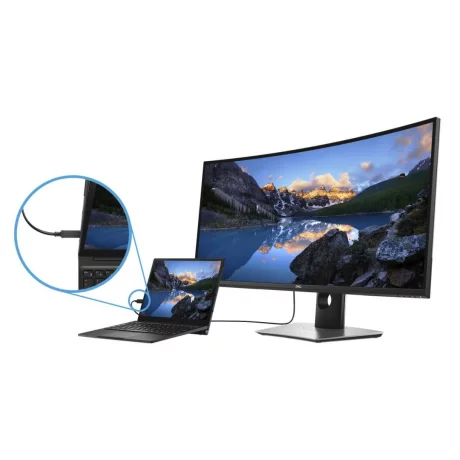 MONITOR DELL 37.5&quot;, home, office, IPS, WQHD+ (3840 x 1600), Ultra Wide, curbat, 350 cd/mp, 5 ms, HDMI x 2, DisplayPort, &quot;U3818DW&quot; (include TV 5 lei)
