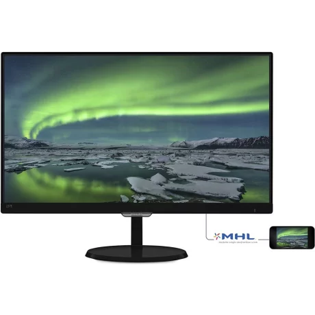 MONITOR PHILIPS 23&quot;, home, office, IPS, Full HD (1920 x 1080), Wide, 250 cd/mp, 5 ms, VGA, DVI, MHL-HDMI, &quot;237E7QDSB/00&quot; (include TV 5 lei)