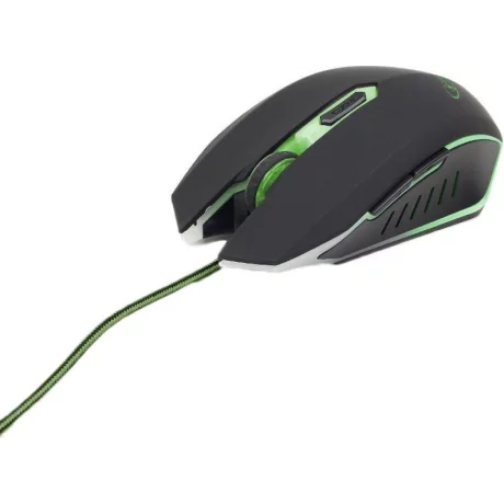 MOUSE GEMBIRD - gaming, cu fir, optic, iluminare, negru / verde, MUSG-001-G