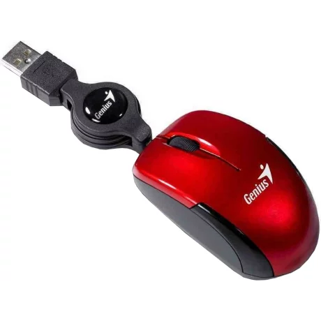 MOUSE GENIUS, Micro Traveler V2 cu fir, optic, USB, rosu, 31010125103