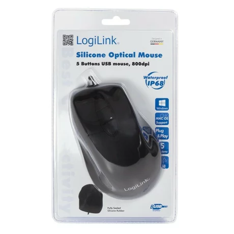 MOUSE LOGILINK, notebook, PC, cu fir, optic, USB, 800 dpi, 5/1, negru, ID0163