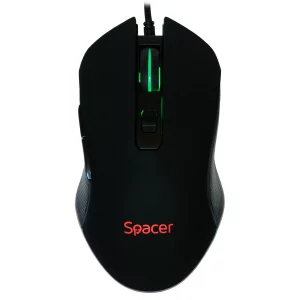 MOUSE  SPACER - gaming, cu fir, optic, USB, 2400 dpi, 6/1, iluminare, negru, SP-GM-01