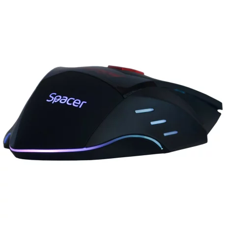 MOUSE  SPACER - gaming, cu fir, optic, iluminare LED RGB, 7 cicluri prestabilite, negru, SP-GM-02