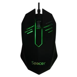 Mouse SPACER, cu fir, optic, USB, 1000 dpi, 3/1, iluminare, negru,SPMO-M20