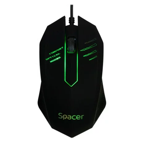 Mouse SPACER, cu fir, optic, USB, 1000 dpi, 3/1, iluminare, negru,SPMO-M20