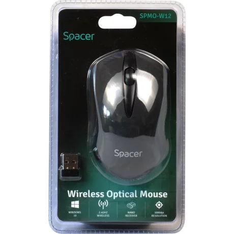 MOUSE  SPACER,  wireless, optic,  1000 dpi, 3/1, negru, SPMO-W12