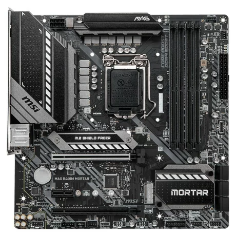 PLACA de BAZA MSI MAG B460M MORTAR, skt LGA 1200, Intel B460, mATX, slot RAM 4 x DDR4, max 128 GB, 6x S-ATA 3, 2x M.2, 1x PCI-E, PCI-E3.0x16 x 1, PCI-E3.0x4 x 1, LAN 2500 Mbps, Display Port, HDMI, 7.1, &quot;MAG_B460M_MORTAR&quot;