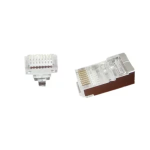 MUFA RJ-45 GEMBIRD pt. cablu FTP, Cat5e, RJ-45 (T) | RJ-45 (T) tip pass-through, ecranat, plastic cu metal, 100 buc, &quot;LC-PTF-01/100&quot;