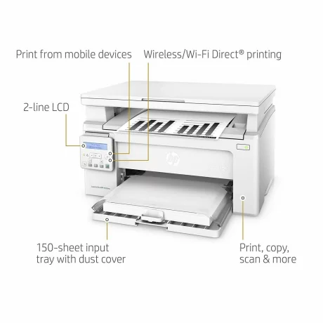 Multifunctional Laser Mono HP M130NW  , A4, Functii: Impr.|Scan.|Cop., Viteza de Printare Monocrom: 22ppm, Viteza de printare color: , Conectivitate:USB|Ret|WiFi, Duplex:Nu, ADF:ADF(incl.TV 21RON) &quot;G3Q58A&quot;