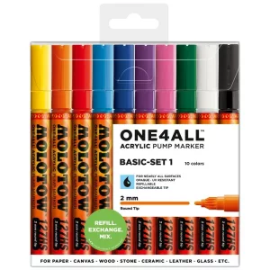 Set Markere acrilic Molotow ONE4ALL 127HS Basic-Set 1 10cul/set, 2 mm