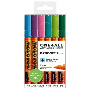 Set Marker acrilic Molotow ONE4ALL 127HS Basic Set 2, 6/set, 2 mm