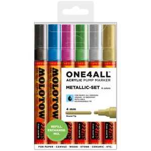 Set Marker acrilic Molotow ONE4ALL 227HS Metallic-Set, 6/set, 4 mm