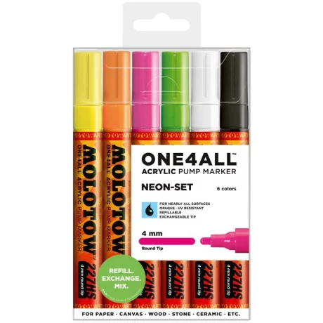 Set Marker acrilic Molotow ONE4ALL 227HS Neon-Set,6/set, 4 mm