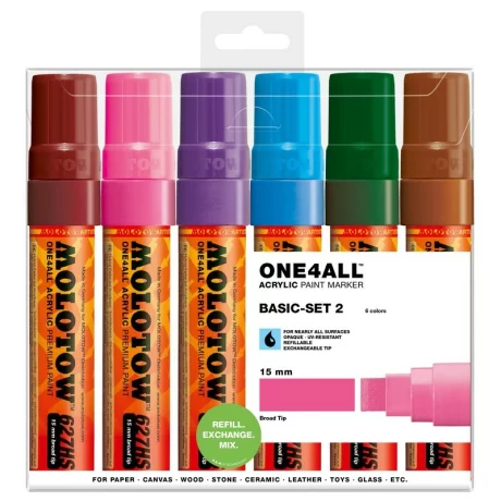 Set markere Molotow ONE4ALL 627HS Basic-Set 2 6cul/set 15mm