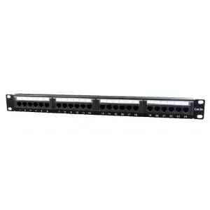 PATCH PANEL GEMBIRD 24 porturi, Cat5e, 1U pentru rack 19&quot;, suport posterior pt. gestionare cabluri, black, &quot;NPP-C524CM-001&quot;