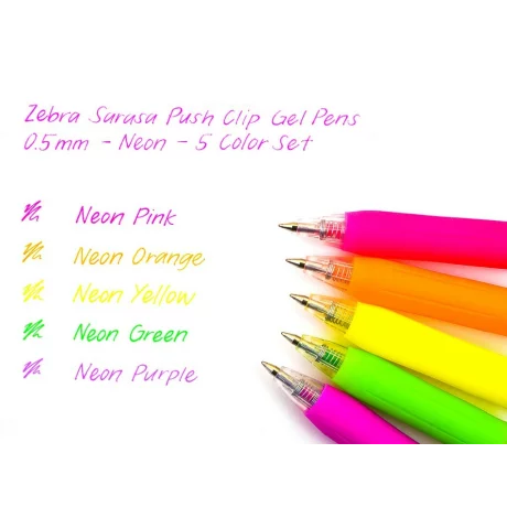 Pix cu gel Sarasa Neon 5 culori/set Zebra