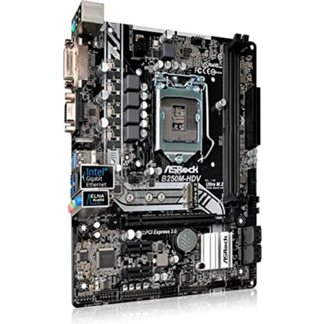 PLACA de BAZA Asrock B250M-HDV, skt LGA 1151, Intel B250, mATX, slot RAM 2 x DDR4, max 32 GB, 6x S-ATA 3, 1x M.2, 2x PCI-E, PCI-E3.0x16 x 1, LAN 1000 Mbps, HDMI, DVI, VGA, 7.1, &quot;B250M-HDV&quot;