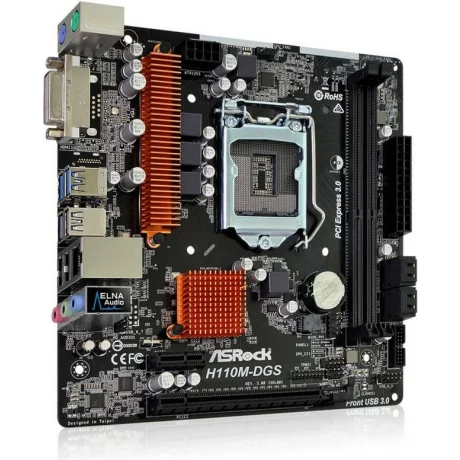 PLACA de BAZA Asrock H110M-DGS R3.0, skt LGA 1151, Intel H110, mATX, slot RAM 2 x DDR4, max 32 GB, 4x S-ATA 3, nux M.2, 1x PCI-E, PCI-E3.0x16 x 1, LAN 1000 Mbps, DVI, 7.1, &quot;H110M-DGS R3.0&quot;