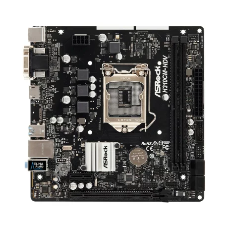 PLACA de BAZA Asrock H310CM-HDV, skt LGA 1151, Intel H310, mATX, slot RAM 2 x DDR4, max 32 GB, 4x S-ATA 3, nux M.2, 1x PCI-E, PCI-E3.0x16 x 1, LAN 1000 Mbps, HDMI, DVI, VGA, 7.1, &quot;H310CM-HDV&quot;