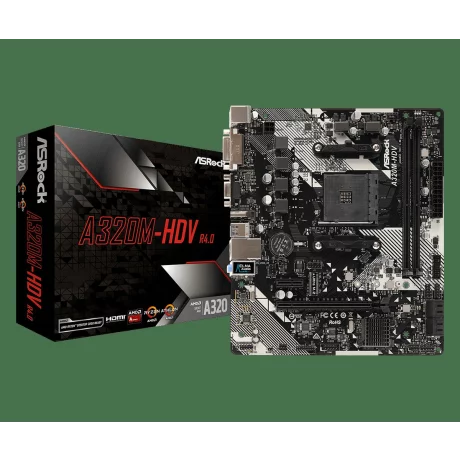 PLACA de BAZA Asrock A320M-HDV R4.0, skt AM4, AMD A320, mATX, slot RAM 2 x DDR4, max 32 GB, 4x S-ATA 3, 1x M.2, 1x PCI-E, PCI-E3.0x16 x 1, LAN 1000 Mbps, HDMI, DVI, VGA, 7.1, &quot;A320M-HDV R4.0&quot;