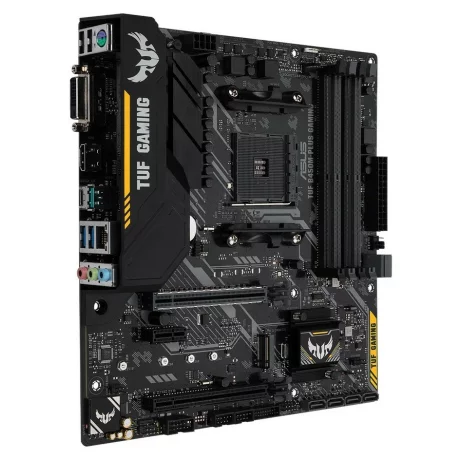 PLACA de BAZA ASUS TUF B450M-PLUS GAMING, skt AM4, AMD B450, mATX, slot RAM 4 x DDR4, max 64 GB, 4x S-ATA 3, 1x M.2, 1x PCI-E, PCI-E3.0x16 x 1, PCI-E3.0x8 x 1, PCI-E2.0x4 x 1, LAN 1000 Mbps, HDMI, DVI, 7.1, &quot;TUF B450M-PLUS GAMING&quot;