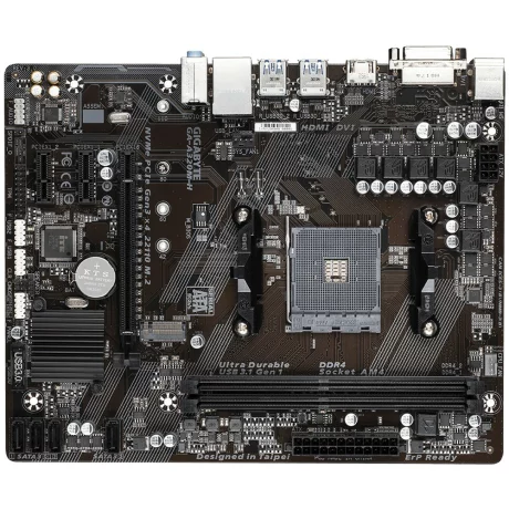 PLACA de BAZA GIGABYTE A320M-H 3.0, skt AM4, AMD A320, mATX, slot RAM 2 x DDR4, max 64 GB, 4x S-ATA 3, 1x M.2, 1x PCI-E, PCI-E3.0 x 16 x 1, LAN 10/100/1000 Mbps, HDMI,DVI, 7.1, &quot;GA-A320M-H 3.0&quot;