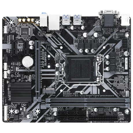 PLACA de BAZA GIGABYTE B365M D2V, skt LGA 1151, Intel B365, mATX, slot RAM 2 x DDR4, max 32 GB, 6x S-ATA 3, 1x M.2, 2x PCI-E, PCI-E3.0x16 x 1, LAN 1000 Mbps, DVI, VGA, 7.1, &quot;B365M D2V&quot;