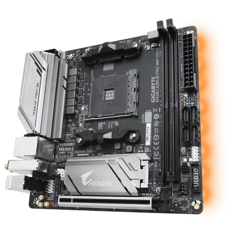 PLACA de BAZA GIGABYTE B450 I AORUS PRO WIFI, skt AM4, AMD B450, mini ITX, slot RAM 2 x DDR4, max 32 GB, 4x S-ATA 3, 1x M.2, nux PCI-E, PCI-E3.0x16 x 1, LAN 1000 Mbps, Display Port, HDMI, 7.1, &quot;B450 I AORUS PRO WIFI&quot;