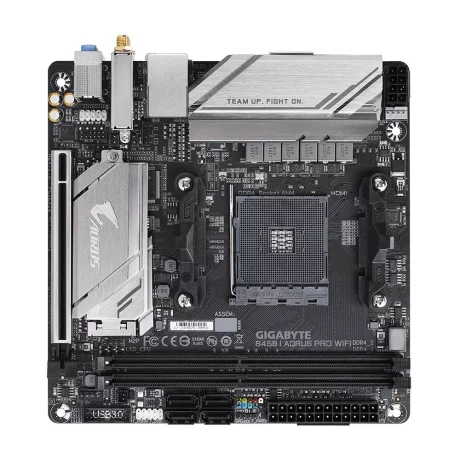 PLACA de BAZA GIGABYTE B450 I AORUS PRO WIFI, skt AM4, AMD B450, mini ITX, slot RAM 2 x DDR4, max 32 GB, 4x S-ATA 3, 1x M.2, nux PCI-E, PCI-E3.0x16 x 1, LAN 1000 Mbps, Display Port, HDMI, 7.1, &quot;B450 I AORUS PRO WIFI&quot;