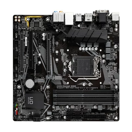 PLACA de BAZA GIGABYTE B460M D3H, skt LGA 1200, Intel B460, mATX, slot RAM 4 x DDR4, max 128 GB, 6x S-ATA 3, 2x M.2, 1x PCI-E, PCI-E4.0x16 x 1, PCI-E3.0x4 x 3, LAN 10/100/1000 Mbps, Display Port, HDMI, DVI, VGA, 7.1, &quot;B460M D3H&quot;