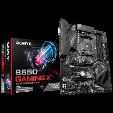 PLACA de BAZA GIGABYTE B550 GAMING X, skt AM4, AMD B550, ATX, slot RAM 4 x DDR4, max 128 GB, 4x S-ATA 3, 2x M.2, 3x PCI-E, PCI-E4.0x16 x 1, PCI-E3.0x2 x 1, LAN 1000 Mbps, HDMI, DVI, 5.1, &quot;B550 GAMING X&quot;