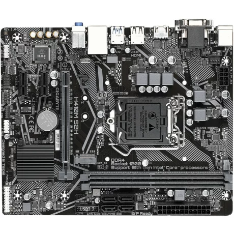 PLACA de BAZA GIGABYTE H410M S2H, skt LGA 1200, Intel H410, mATX, slot RAM 2 x DDR4, max 64 GB, 4x S-ATA 3, 1x M.2, 2x PCI-E, PCI-E3.0x16 x 1, LAN 1000 Mbps, HDMI, DVI, VGA, 5.1, &quot;H410M S2H&quot;