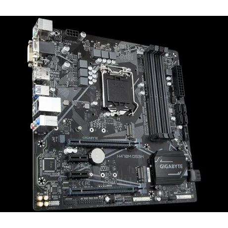 PLACA de BAZA GIGABYTE H470M DS3H, skt LGA 1200, Intel H470, mATX, slot RAM 4 x DDR4, max 128 GB, 6x S-ATA 3, 2x M.2, 2x PCI-E, PCI-E3.0x16 x 1, PCI-E3.0x4 x 1, LAN 1000 Mbps, Display Port, HDMI, DVI, VGA, 7.1, &quot;H470M DS3H&quot;