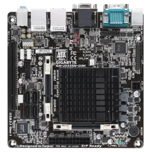 PLACA de BAZA GIGABYTE J3455N-D3H, skt CPU integrat, Intel, mini ITX, slot RAM 2 x DDR3, max 16 GB, 4x S-ATA 3, nux M.2, 1x PCI-E, LAN 1000 Mbps x 2, HDMI, VGA, 7.1, &quot;J3455N-D3H&quot;