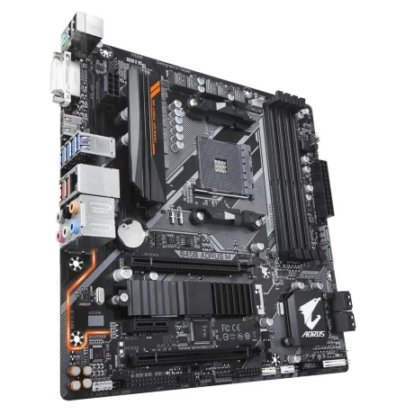 PLACA de BAZA GIGABYTE B450 AORUS M, skt AM4, AMD B450, mATX, slot RAM 4 x DDR4, max 64 GB, 6x S-ATA 3, 1x M.2, 1x PCI-E, PCI-E3.0x16 x 1, PCI-E2.0x4 x 1, LAN 1000 Mbps, HDMI, DVI, 7.1, &quot;B450 AORUS M&quot;