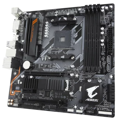 PLACA de BAZA GIGABYTE B450 AORUS M, skt AM4, AMD B450, mATX, slot RAM 4 x DDR4, max 64 GB, 6x S-ATA 3, 1x M.2, 1x PCI-E, PCI-E3.0x16 x 1, PCI-E2.0x4 x 1, LAN 1000 Mbps, HDMI, DVI, 7.1, &quot;B450 AORUS M&quot;