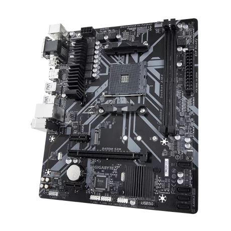 PLACA de BAZA GIGABYTE B450M S2H, skt AM4, AMD B450, mATX, slot RAM 2 x DDR4, max 32 GB, 4x S-ATA 3, 1x M.2, 2x PCI-E, PCI-E3.0x16 x 1, LAN 1000 Mbps, HDMI, DVI, VGA, 7.1, &quot;B450M S2H&quot;