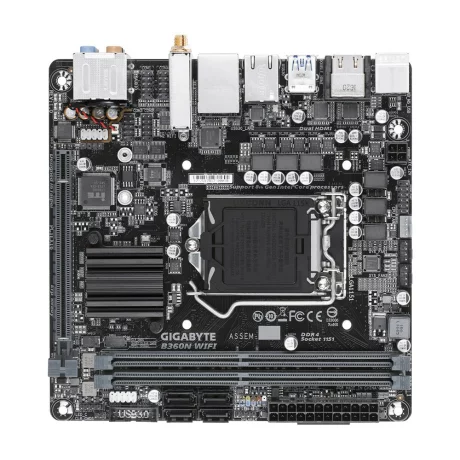 PLACA de BAZA GIGABYTE B360N WIFI, skt LGA 1151, Intel B360, mini ITX, slot RAM 2 x DDR4, max 32 GB, 4x S-ATA 3, 1x M.2, nux PCI-E, PCI-E3.0x16 x 1, LAN 1000 Mbps, HDMI x 2, 7.1, &quot;B360N WIFI&quot;