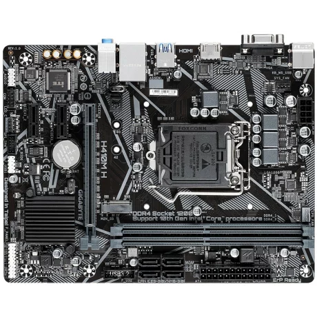 PLACA de BAZA GIGABYTE H410M H, skt LGA 1200, Intel H410, mATX, slot RAM 2 x DDR4, max 64 GB, 4x S-ATA 3, 1x M.2, 2x PCI-E, PCI-E4.0x16 x 1, LAN 1000 Mbps, HDMI, VGA, 5.1, &quot;H410M H&quot;