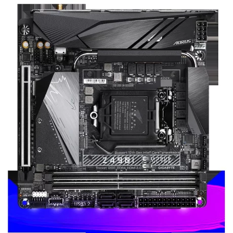 PLACA de BAZA GIGABYTE Z490I AORUS ULTRA, skt LGA 1200, Intel Z490, mini ITX, slot RAM 2 x DDR4, max 64 GB, 4x S-ATA 3, 2x M.2, nux PCI-E, PCI-E3.0x16 x 1, LAN 2500 Mbps, Display Port, HDMI, 5.1, &quot;Z490I AORUS ULTRA&quot;