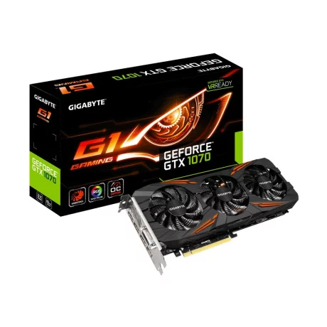 PLACA VIDEO GIGABYTE NVIDIA GeForce GTX 1070 G1 Gaming 8G, 8 GB GDDR5 256 biti, PCI Express 3.0 x 16, HDMI, DVI, Display Port x 3, sistem racire aer activ, &quot;N1070G1 GAMING-8GD&quot;