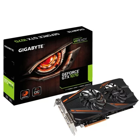 PLACA VIDEO GIGABYTE NVIDIA GeForce GTX 1070 Windforce OC 8G, 8 GB GDDR5 256 biti, PCI Express 3.0 x 16, HDMI, DVI, Display Port x 3, sistem racire aer activ, &quot;N1070WF2OC-8GD&quot;