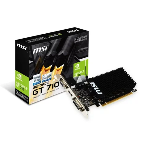 PLACA VIDEO MSI NVIDIA GeForce GT 710 1GD3H LP, 1 GB GDDR3 64 biti, PCI Express 2.0 x 8, HDMI, DVI, VGA, sistem racire aer pasiv, &quot;GT710 1GD3H LP&quot;