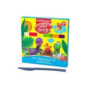 Plastilină ArtBerry cu Aloe Vera, 12 culori + cuțit modelaj