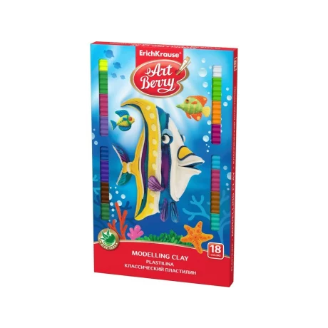 Plastilină cu Aloe Vera ArtBerry + cuțit EK 18 culori/set