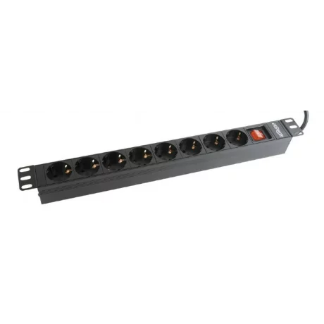 PDU GEMBIRD 1U pt. rack 19 inch, 8 prize Schuko, intrare Schuko, max 16 A, on/off, 2 m, &quot;EG-PDU-012&quot;