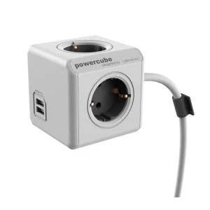 PRELUNGITOR ALLOCACOC, Schuko x 4, conectare prin Schuko (T), USB x 2, cablu 1.5 m, 10 A, fara protectie, alb, &quot;P-CUBE-EXTUSB2/1.5-ALC&quot;