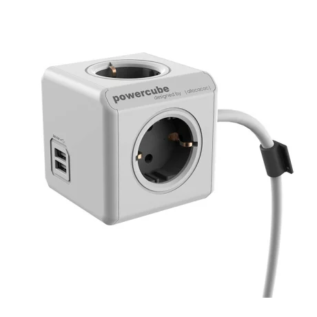 PRELUNGITOR ALLOCACOC, Schuko x 4, conectare prin Schuko (T), USB x 2, cablu 1.5 m, 10 A, fara protectie, alb, &quot;P-CUBE-EXTUSB2/1.5-ALC&quot;